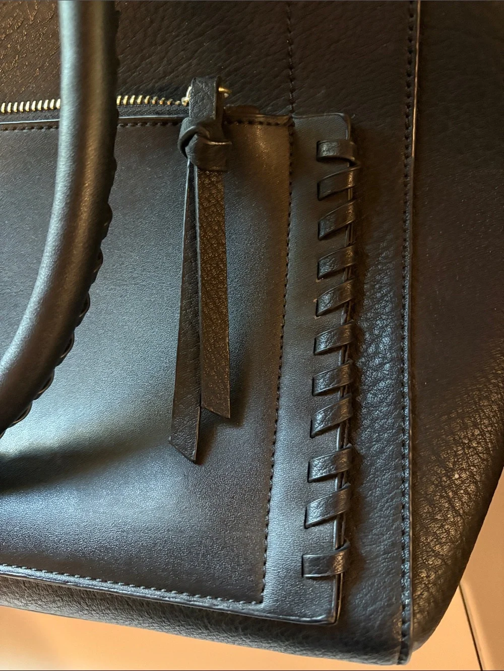 Unbranded vegan leather computer carry briefcase multi pocket black 15x12x4